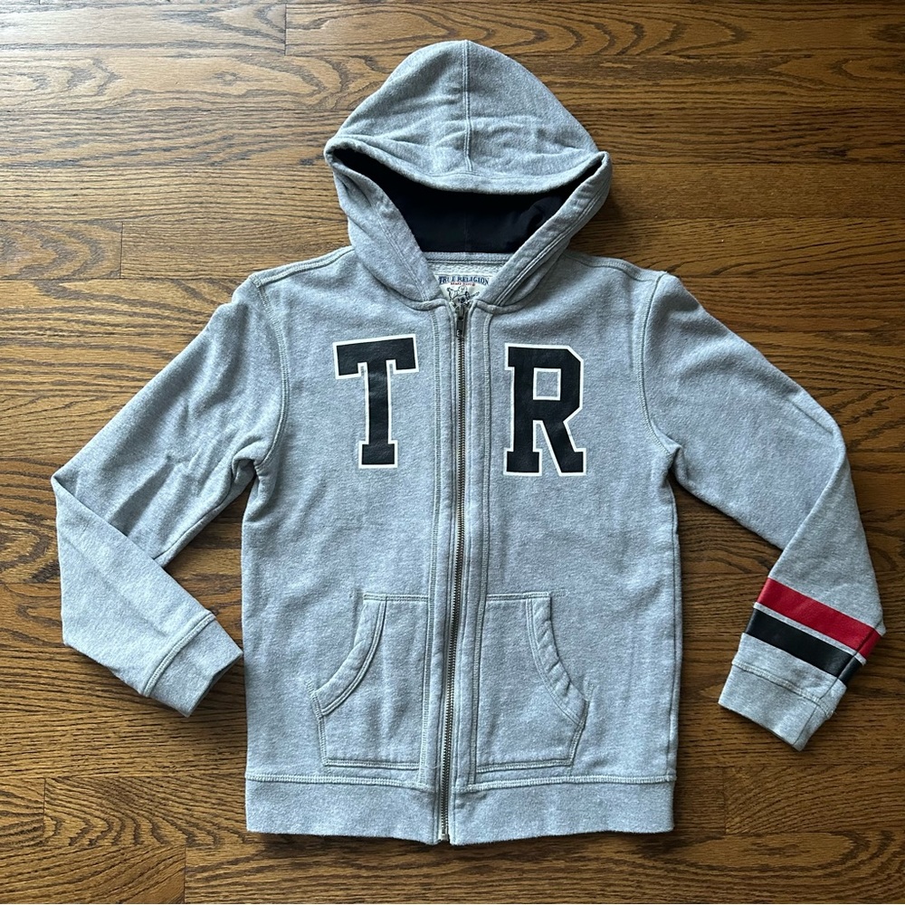 Size 8 Youth Small True Religion Hooded Zippered Sweatshirt - Picture 1 of 11